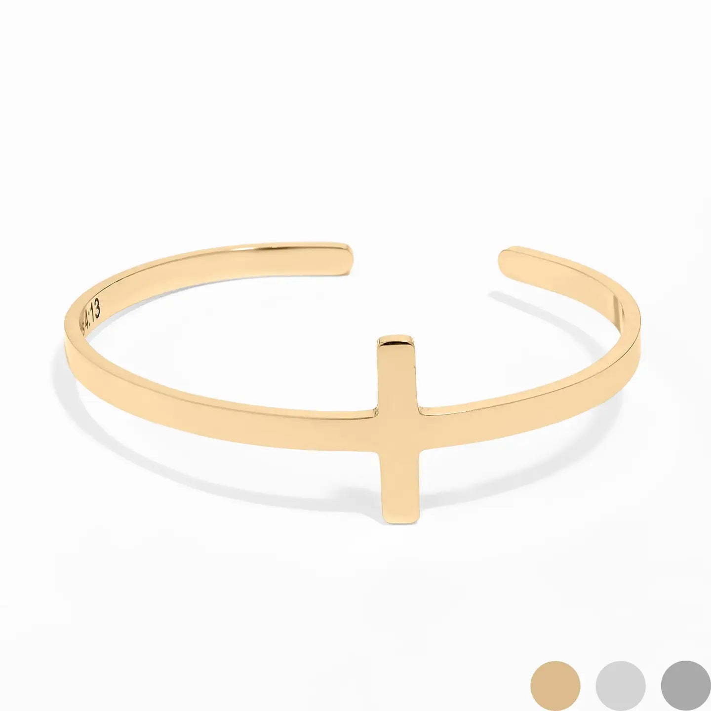 Stainless Steel Cross Cuff Bracelet with Christian Scripture⎜Philippians 4:13