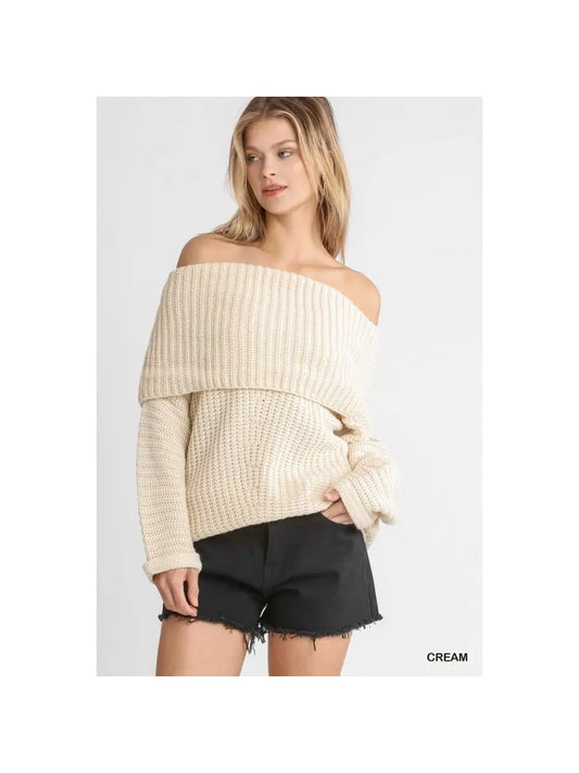 Ribbed Fold Over Sweater